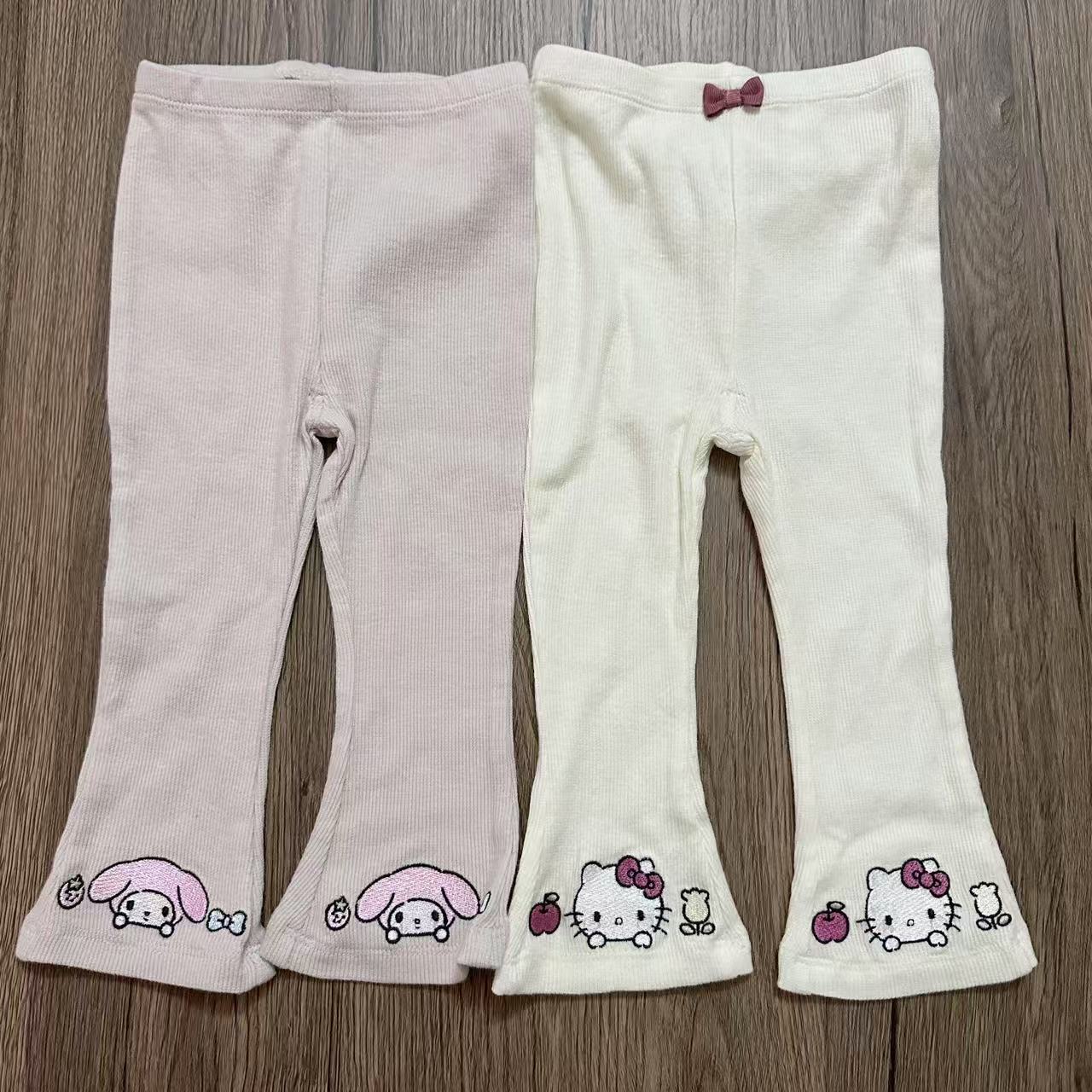 纯原日单妈妈乐mama*uka纯棉刺绣微喇打底裤25春秋kitty