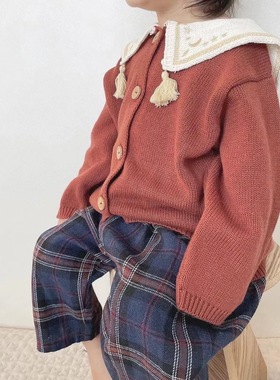 现货纯原日单小木马cottoli翻领刺绣流苏针织棉开衫毛衣外套