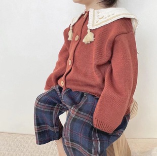 现货纯原日单小木马cottoli翻领刺绣流苏针织棉开衫毛衣外套