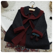 {莓果与黑调}100%羊毛复古女童双面羊绒大衣A版 毛呢外套 儿童新款