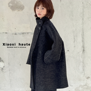 亲子款【小喜自制】潮童高级感立领男女童双面羊毛大衣中大童外套