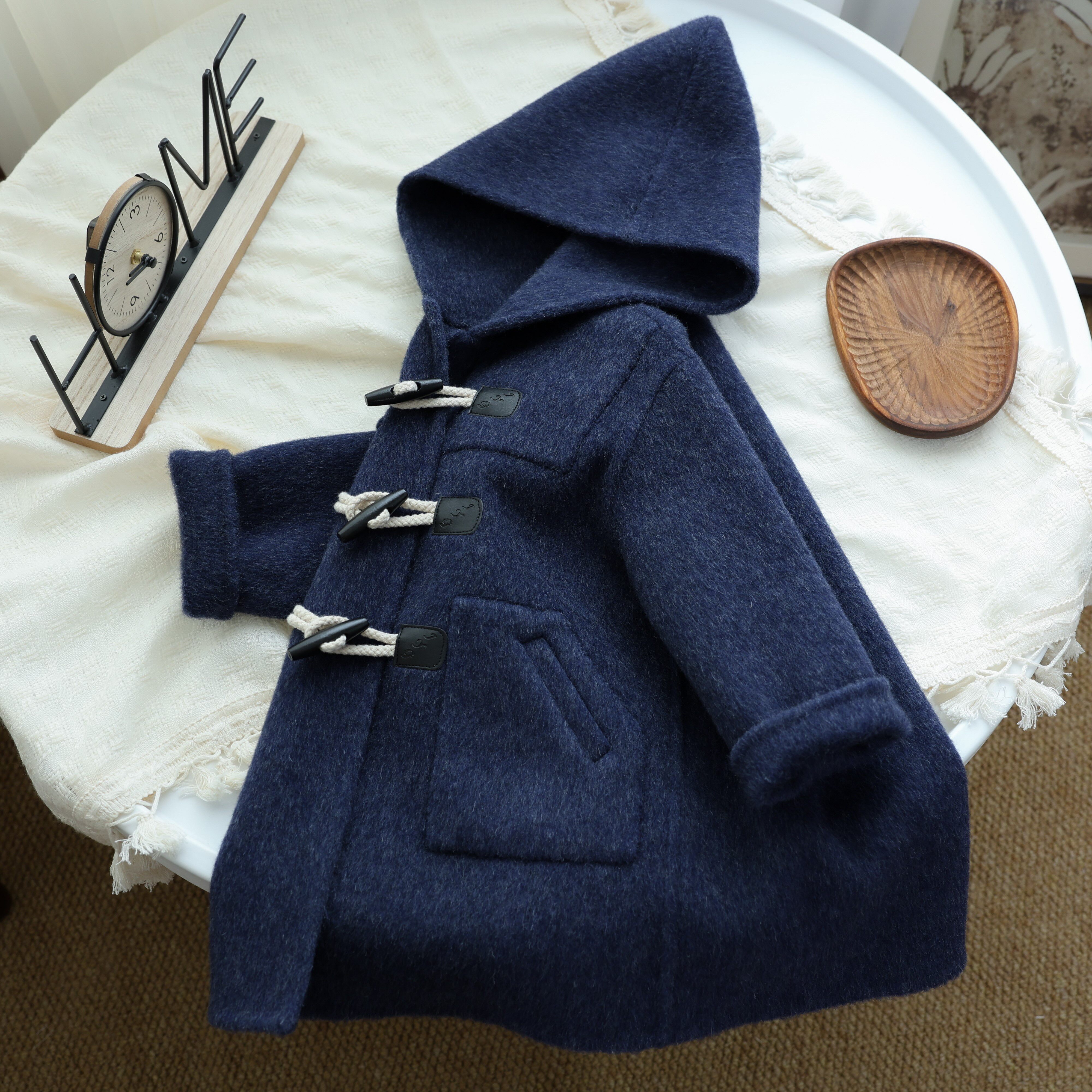 {深蓝大衣}蚕丝+骆驼绒双面羊毛大衣休闲男童牛角扣学院亲子外套,童装/婴儿装/亲子装,呢大衣,淘宝优惠券,粉丝福利购,淘宝优惠卷