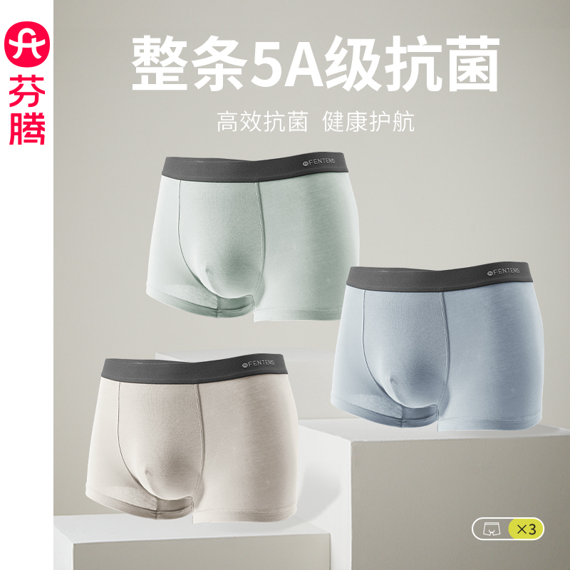芬腾男士纯棉内裤夏季薄款透气运动青年大码休闲平角裤四角短裤头