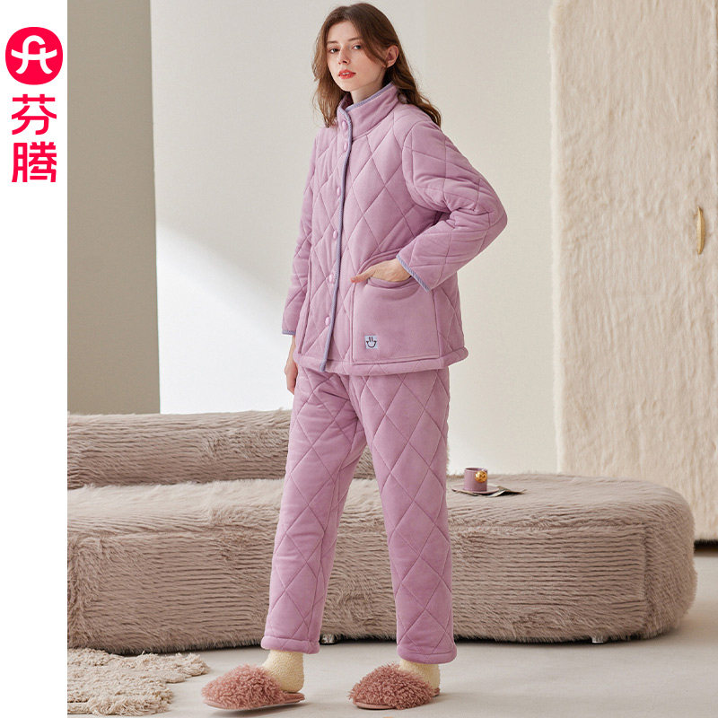 芬腾情侣睡衣女冬季加厚保暖三层珊瑚绒夹棉抗静电男士家居服套装,女士内衣/男士内衣/家居服,睡衣/家居服套装,淘宝优惠券,粉丝福利购,淘宝优惠卷