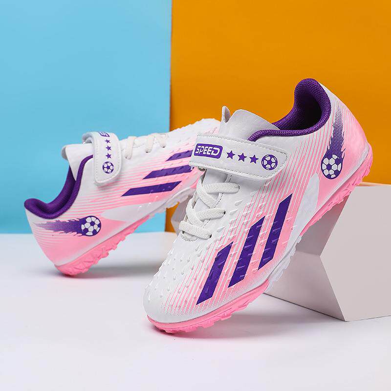 正货儿童足球鞋女童粉色碎钉鞋女孩中大童小学生专用球鞋男童夏季