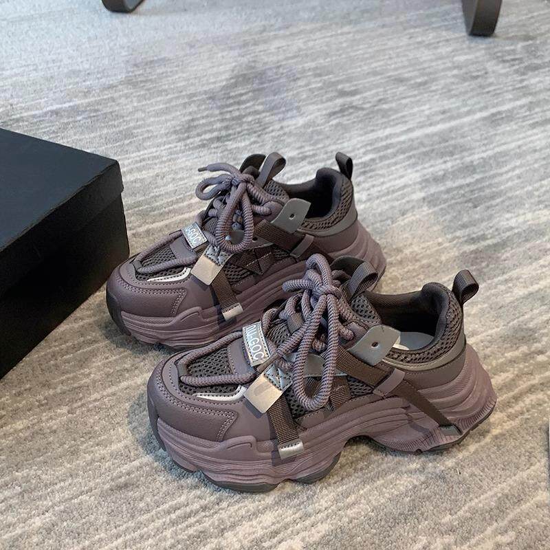 正货增高跳绳防水运动鞋老爹大网眼厚底断码舒适棉鞋时尚爆款晨跑