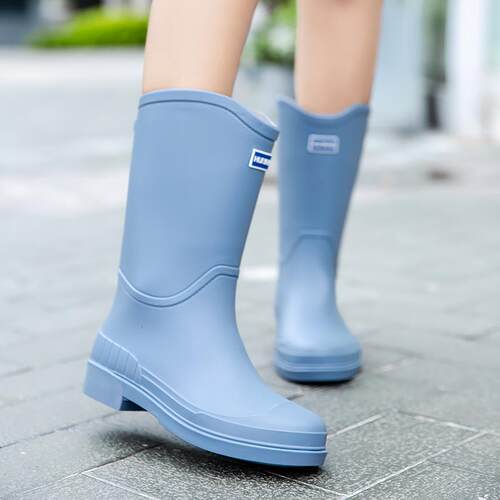 正货日系中筒雨鞋女款时尚外穿防滑防水耐磨胶鞋高筒赶海厨房软底