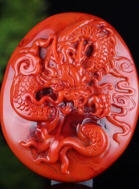 天然南红玛瑙吊坠雕刻神龙仿古龙挂件龙头龙行天下手把件雕件原矿
