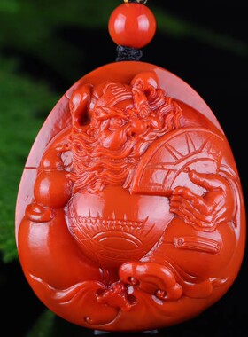 天然南红柿子红包浆天师钟馗伏魔挂件手把件苏工终南山进士吊坠男