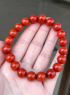 瓦西料火焰老型手串 满色满肉玫红柿子红火焰 肉质饱满