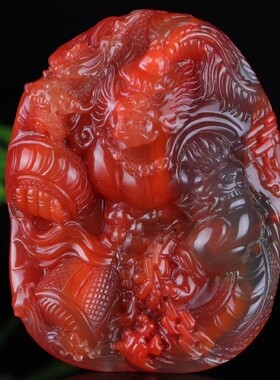 凉山南红玛瑙柿子红玫红文殊菩萨本命年吊坠生肖兔守护神挂件男女