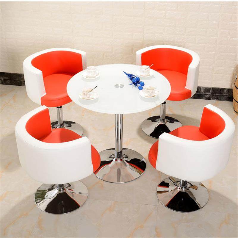 新2023简约洽谈桌椅组合玻璃小圆桌咖啡厅奶茶店4S店接待美容院