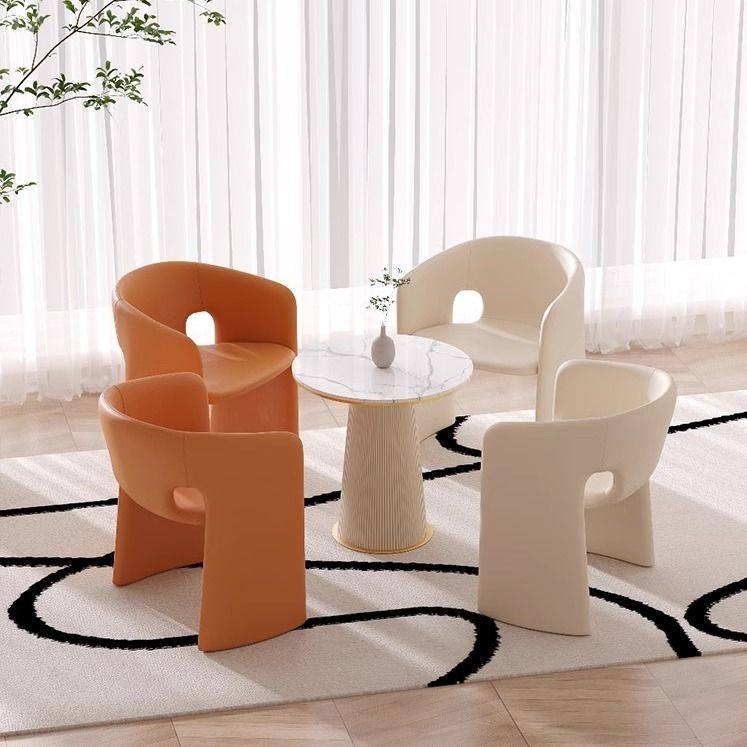 2025轻奢奶油风休闲单人沙发休息区网红美容院咖啡厅接待洽谈桌椅