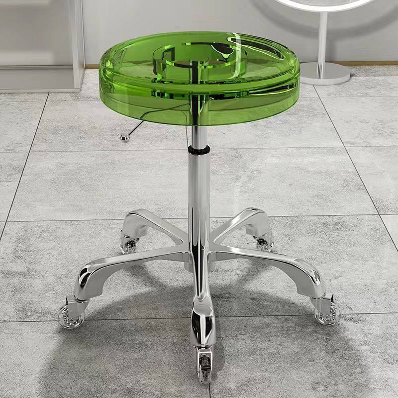 2025不锈钢美容院带轮大工椅子旋转升降滑轮凳子圆凳剪发理发店专