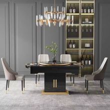 2023轻奢多功能钢化玻璃餐桌椅组合伸缩餐桌圆型带电磁炉小户型饭