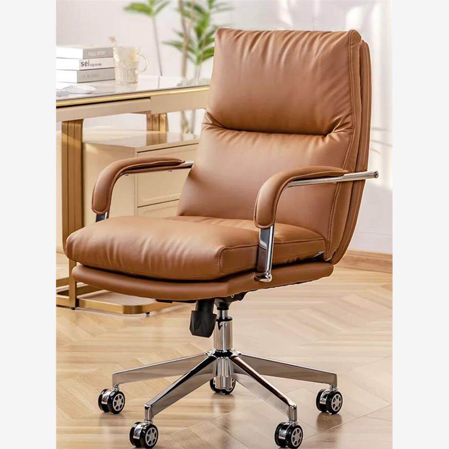 2025真皮老板椅家用电脑椅办公室椅子舒适久坐书房座椅卧室书桌办