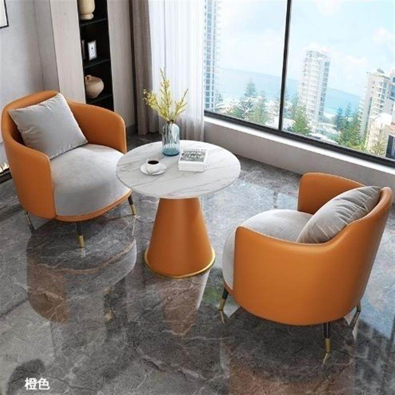 新2023轻奢酒店大堂阳台休闲沙发椅售楼处美容院休息区接待洽谈桌