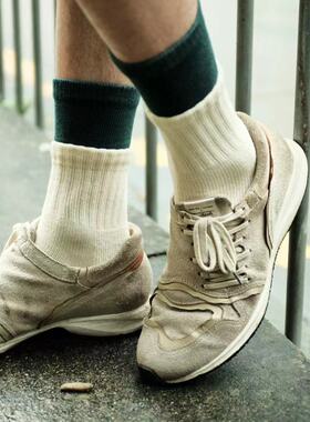 COSMOS 男女情侣 无骨纯棉 撞色假两双毛巾底运动街头 吸汗中长袜