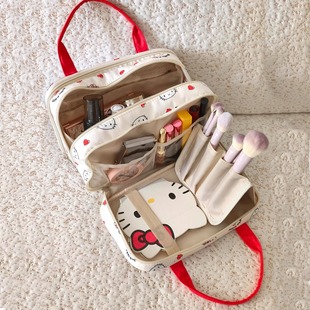 卡通kt猫分区手提化妆包女2025新款 旅行洗漱包收纳袋 大容量便携式