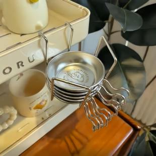 304不锈钢蘸料碟带筷托架家用加厚小料碟酱油碟沙拉番茄酱醋碟