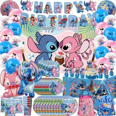 Stitch Decoration Birthday Balloons Stickers Tablecloth Plat