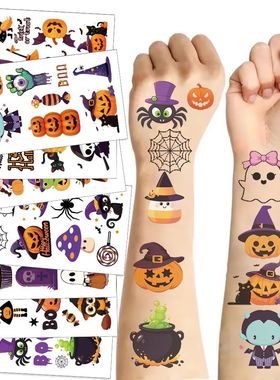 10 Sheets Halloween Pumpk Tattoo Sticker Temporary Fake Tatt