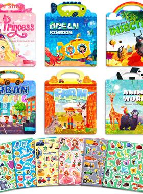 Reusable Cartoon Sticker Book for Kids DIY Puzzle Game Educa