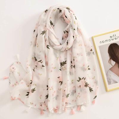 Cotton Scarf Women Large Shawls Echarpe Print Tassel Scarve