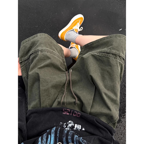 军绿色美式工装短裤男夏季高级感