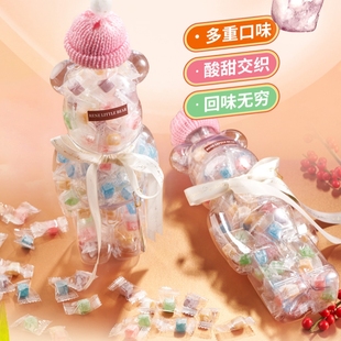 香港小熊熊罐酸软糖水果味儿童糖果圣诞节礼物随身解馋小零食120g