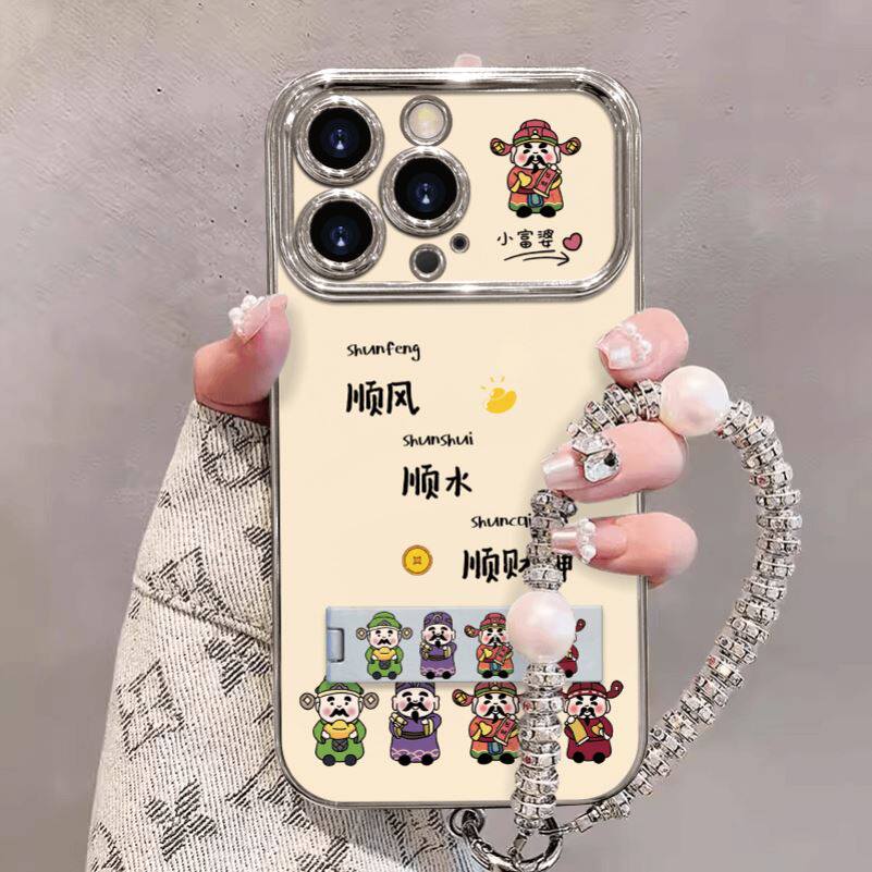 焱焱顺风顺水顺财神适用苹果16pro max手机壳15pro保护套14pro小米15华为mate60pro小众ins风好运连连荣耀