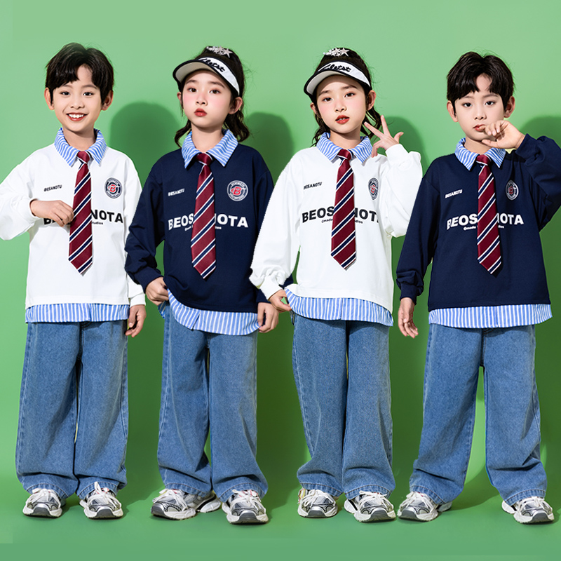 小学生运动会开幕式服装儿童啦啦队演出服学院风套装女童街舞潮服