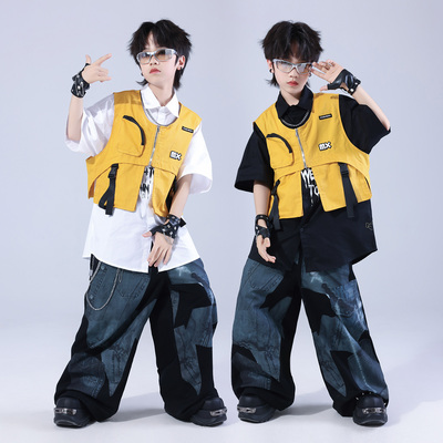 男童hiphop街舞潮服黄色男童嘻哈