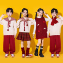 毛衣套装 元 旦儿童合唱演出服红色喜庆幼儿园表演服小学生朗诵套装
