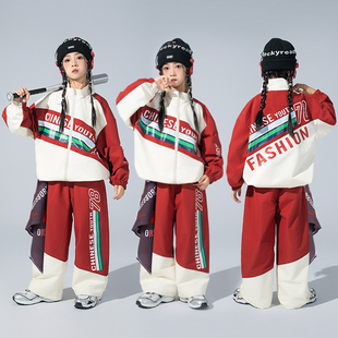 儿童街舞潮服男童hiphop少儿酷帅外套喜庆演出服小学生表演服装冬