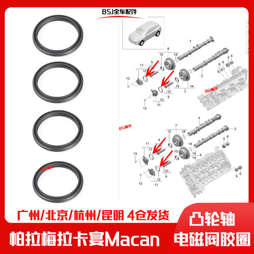 适配保时捷卡宴帕拉梅拉Macan玛卡3.03.6T凸轮轴电磁阀胶圈密封圈