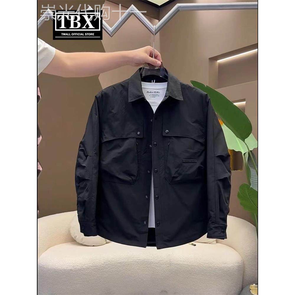 高端衬衫式工装外套男士2025新款爆款春秋冬季加棉服男款翻领夹克
