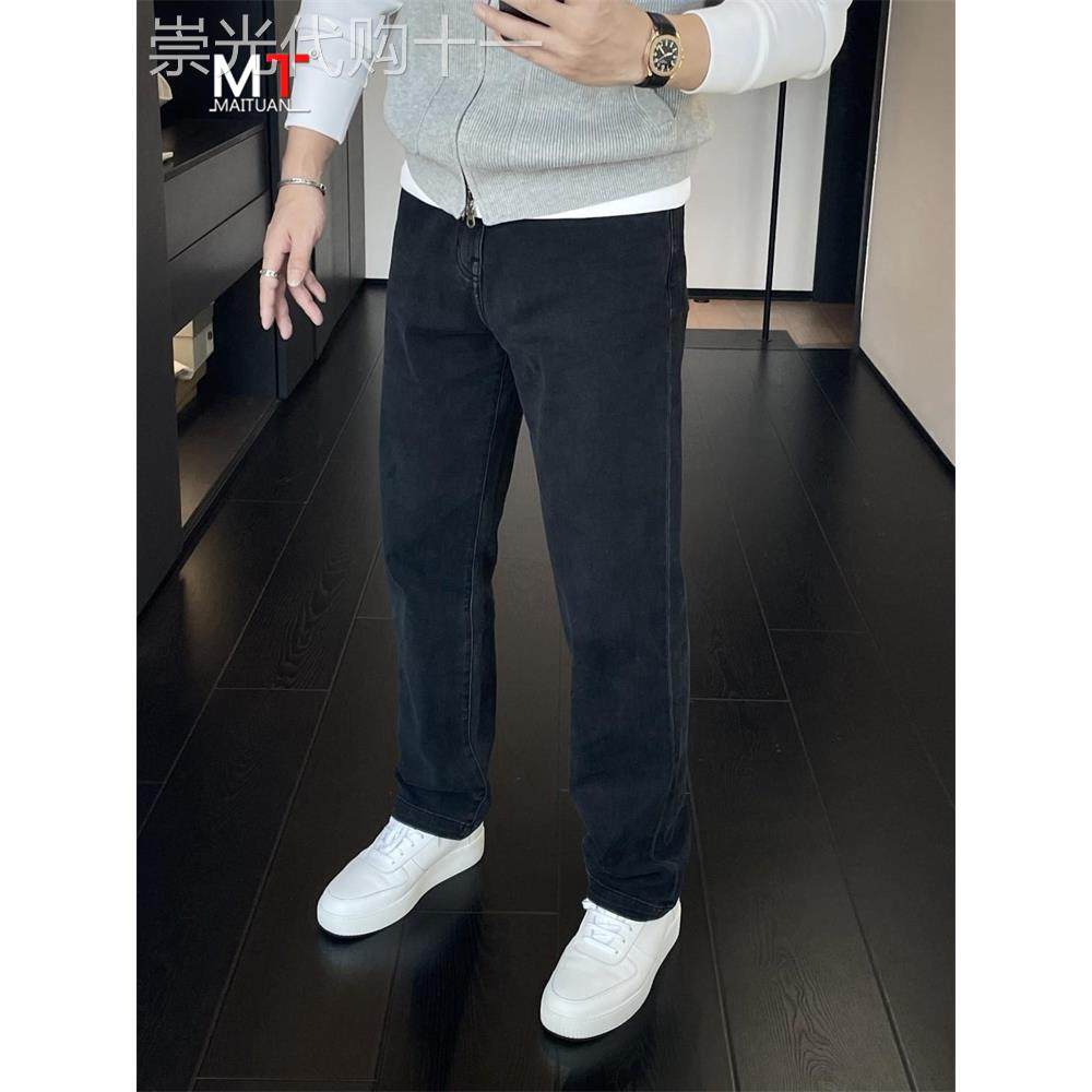 高端黑色牛仔裤男士春秋冬季2025新款男裤加绒加厚宽松直筒裤男款