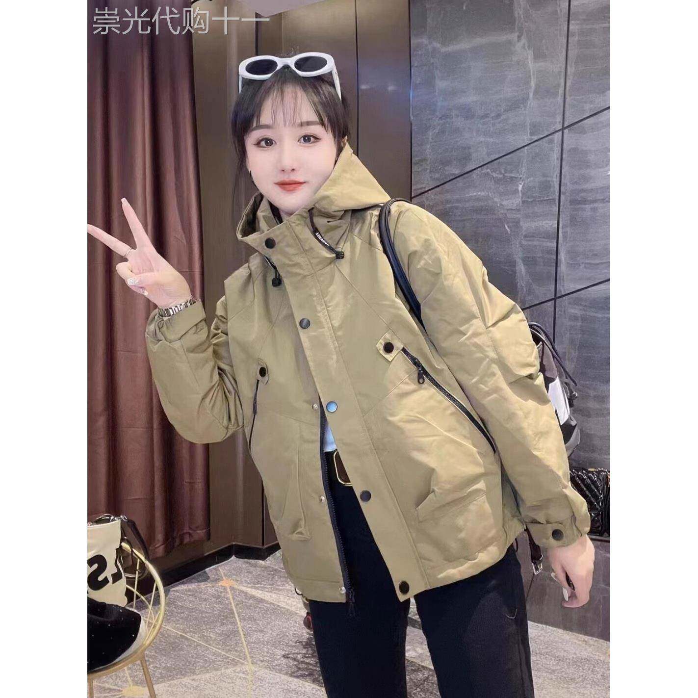 棉服女2025年新款冬季连帽宽松时尚小个子冲锋衣加厚棉衣棉袄外套