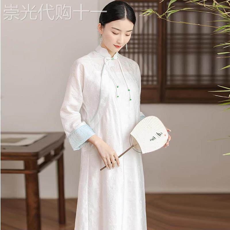 复古民国改良版汉服旗袍连衣裙盘扣中国风女装新中式禅意茶服女秋