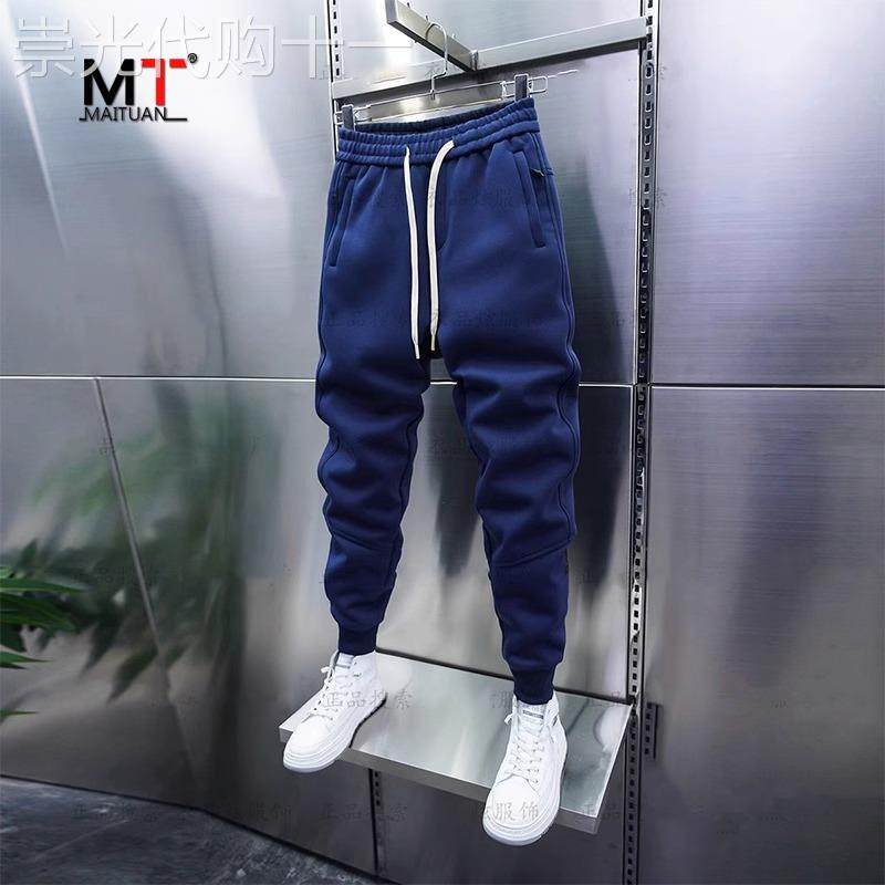 高端运动卫裤男士春秋冬季2024新款潮牌加绒加厚男裤休闲裤子男款