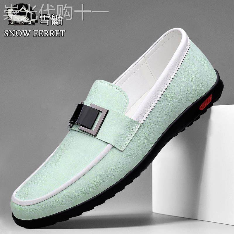 奢侈品豆豆鞋男款2025新款真皮软底商务休闲鞋潮流复古透气皮鞋男