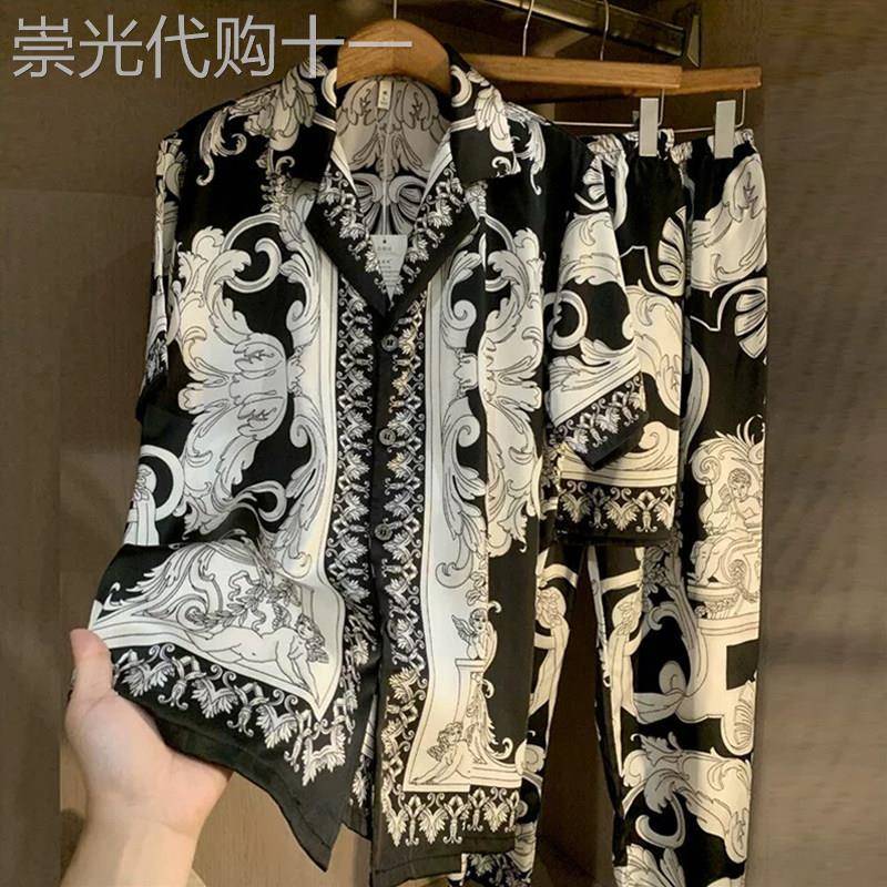 高端男士睡衣2026夏季三件套薄款高级感欧美风夏季睡衣家居服套装