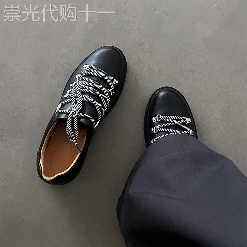 【高品质】巴黎时髦小圆头系带休闲风男士真皮工装短脸登山德比鞋