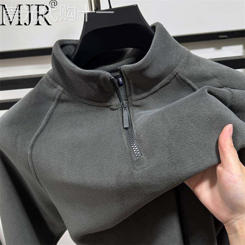 高端双面奥利绒卫衣男2025年冬季新款潮牌加厚保暖内搭打底衫男款