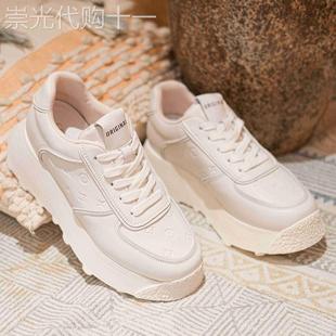 欧洲站厚底真皮小白鞋2025春夏新款网面女鞋松糕鞋内增高老爹鞋女