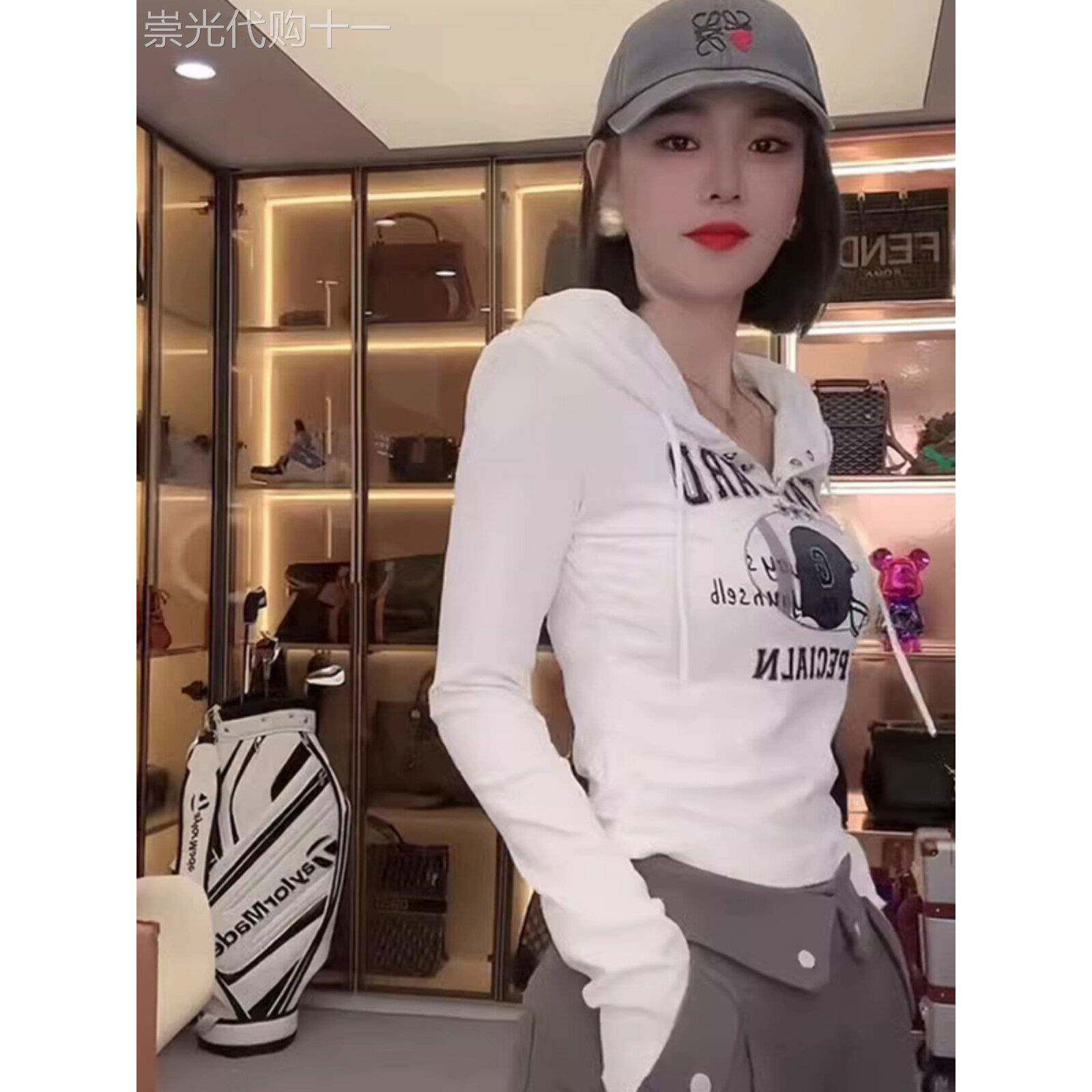 美国时尚休闲t恤性感连帽修身上衣女士早春欧洲印花短个性衬衫