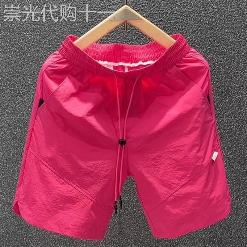 高端红色运动休闲短裤男士2026新款速干网眼透气沙滩裤子夏季男款