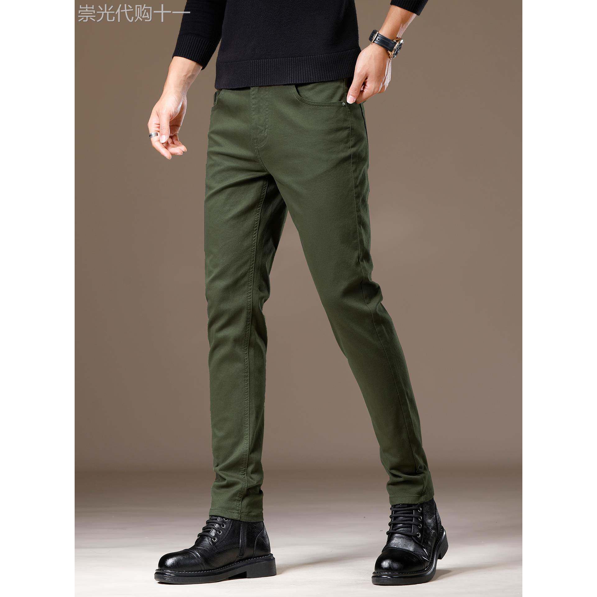 法国高端品牌黑色牛仔裤男士修身小脚纯棉舒适弹力休闲裤秋季新款