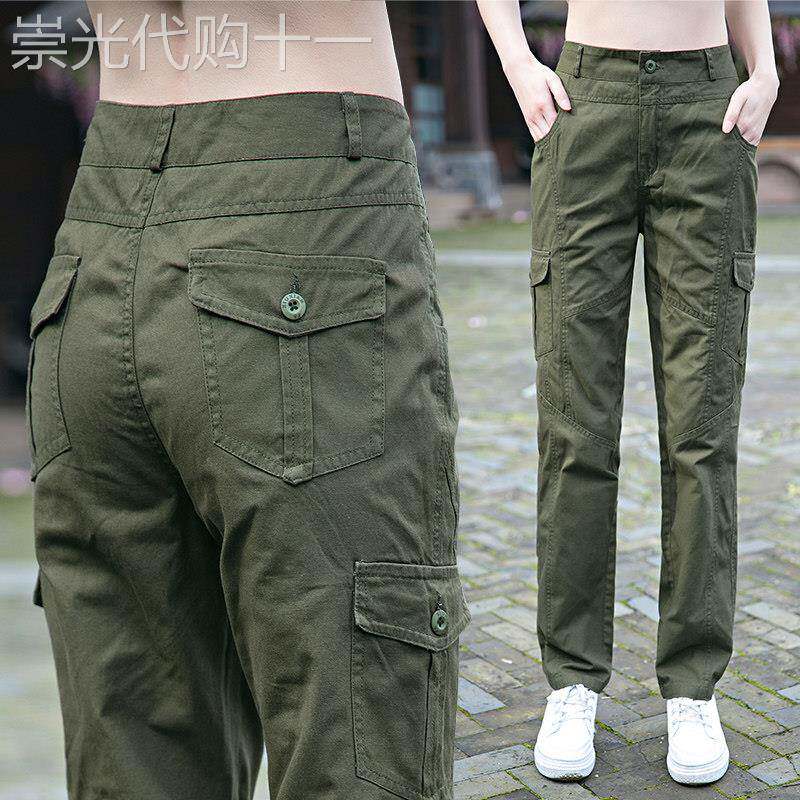 直筒工装裤女款2025新款春秋酷飒风纯棉修身显瘦高腰休闲裤子高端